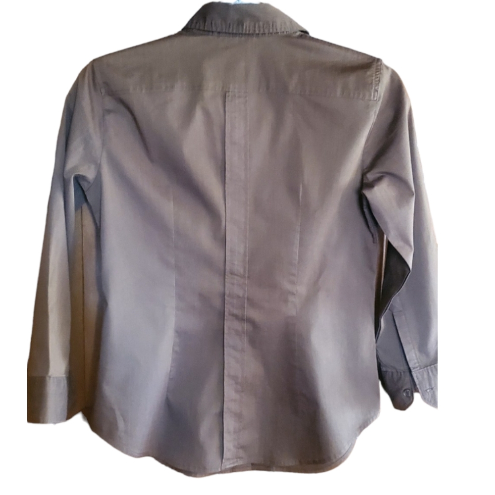 New York & Co Stretch Button Front 3/4 Sleeve Brown Shirt XS - Picture 5 of 6